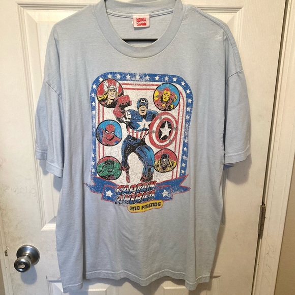 T-shirt Retro Captain America & Friends Marvel - Thor, Spiderman, Iron Man - Taille XL Coton